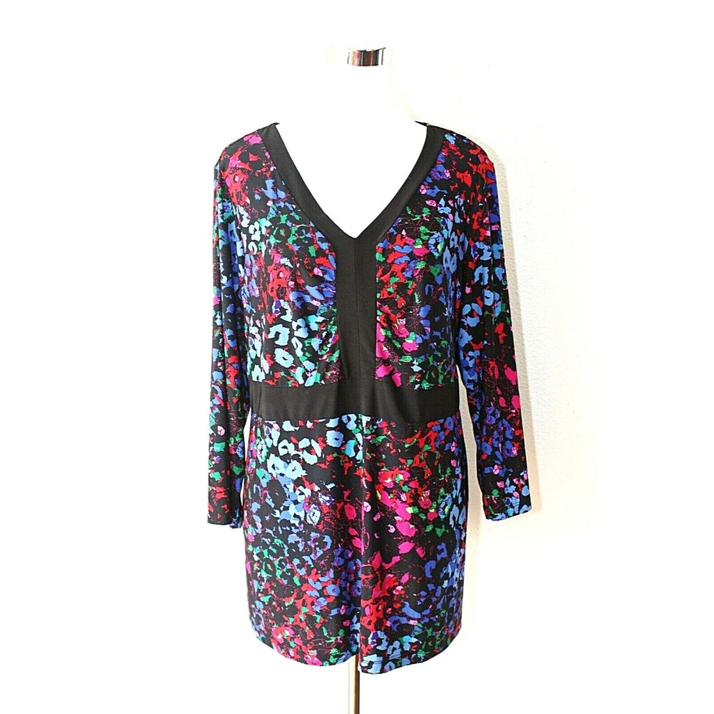 FASHION BUG Tunic Top Plus 1X Multicolor Abstract Y2K Fairy Party Casual #03